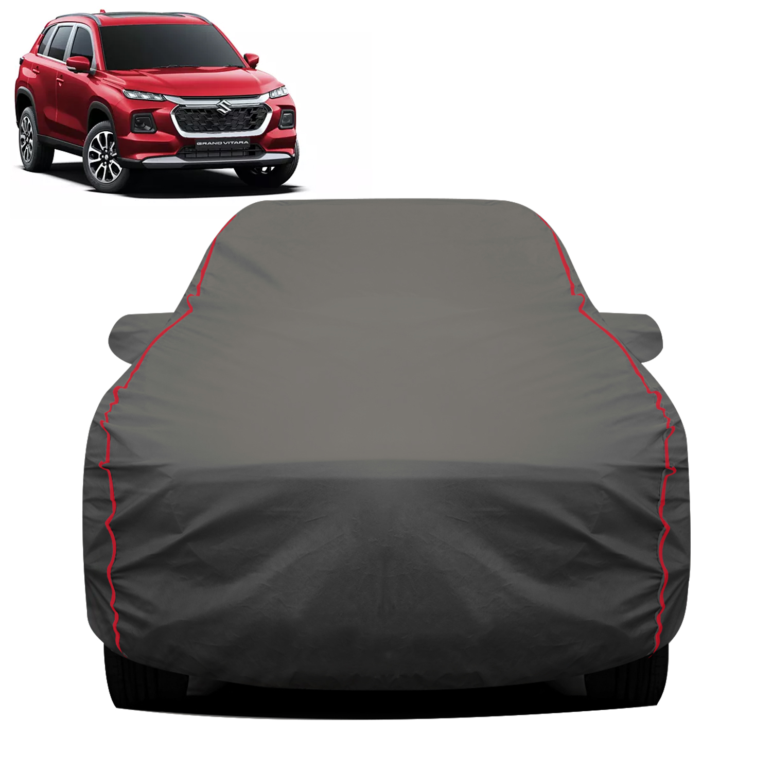 Carzex 2X2 Heavy Duty Red Border Car Body Cover for Maruti Suzuki Grand Vitara
